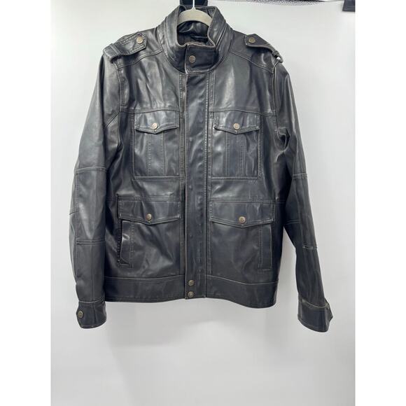 Levi's x G-III Apparel Men's‎ Faux Leather Insulated Jacket, Black Sz XLarge - Picture 1 of 16